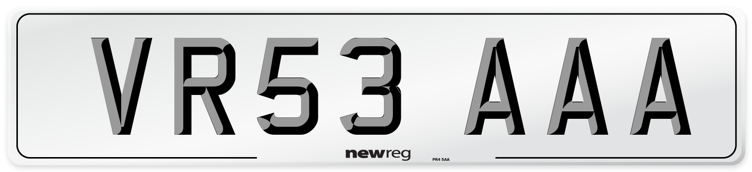 VR53 AAA Number Plate from New Reg